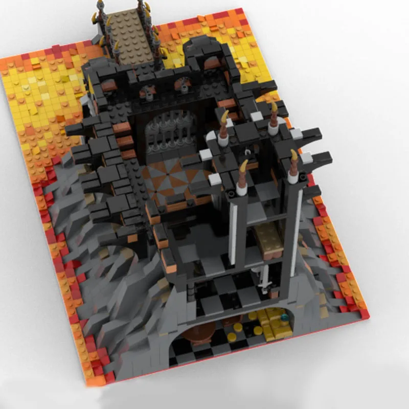 2833 PCS MOC Medieval Fortress Model Building Black Volcano Fortress Architecture Block DIY Kid Assembly Bricks Toy Helpful Gift