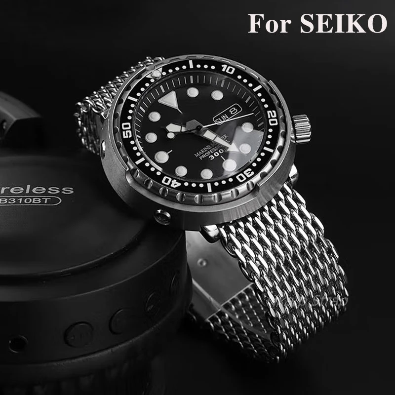 Luxury Mesh Shark Strap for Seiko No.5 SKX007 SKX009 Bracelet Thickness 4.5mm Milanese Stainless Steel Watch Band 18/20/22/24mm