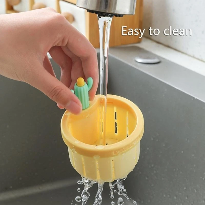 

Cactus Pattern Kitchen Sink Strainer Basket Drain Filter with Press to Dumps