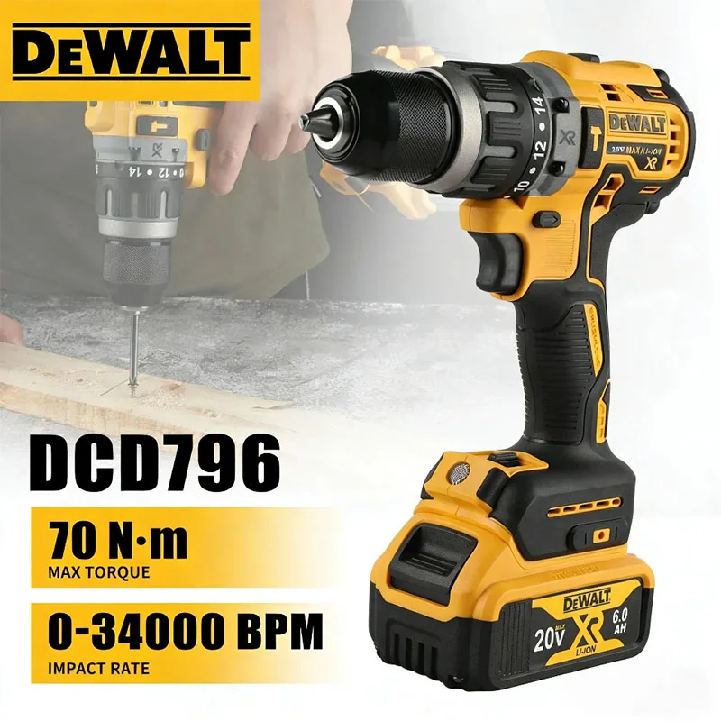 

DEWALT DCD796 20V High Performance Cordless Brushless Impact Drill, Compact Portable Rechargeable Power Tools