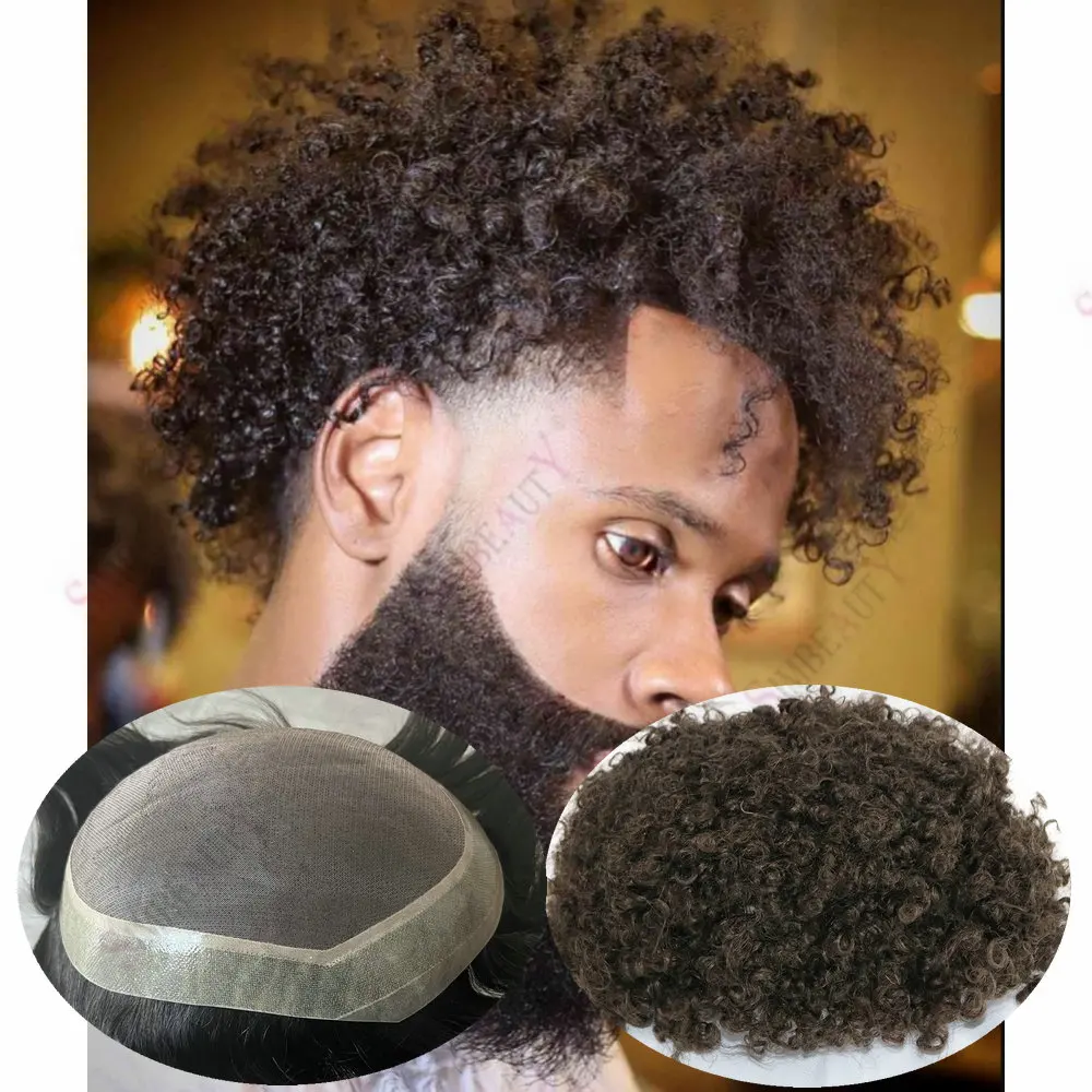 

Afro Men's Wig 8mm/10mm/12mm Curly European Human Hair Toupee Undetectable Mono PU Base Durable Male Capillary Prosthesis System