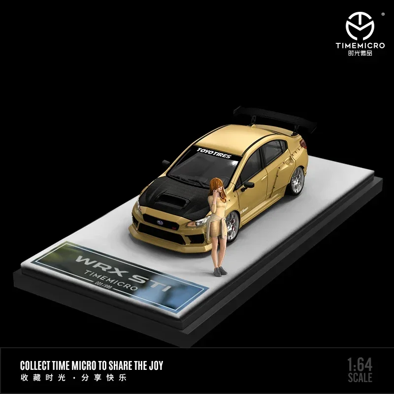 Zeit Mikro 1:64 wrx sti Gold/Schwarz Carbon Abdeckung Druckguss Modell auto