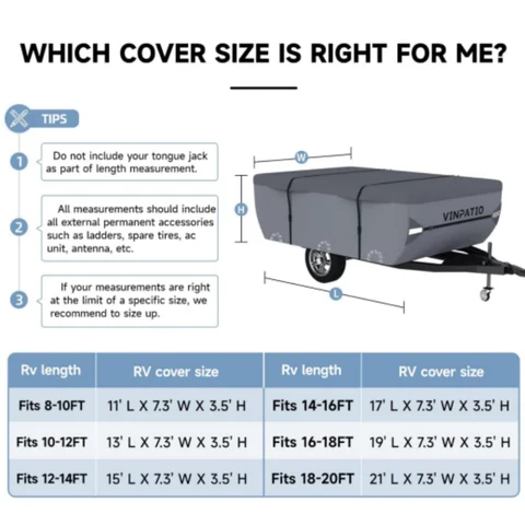 7 Layers Pop Up Camper Cover, Folding Camper Trailer Cover Trailers, Grey 10 best sales pop up camper - №5
