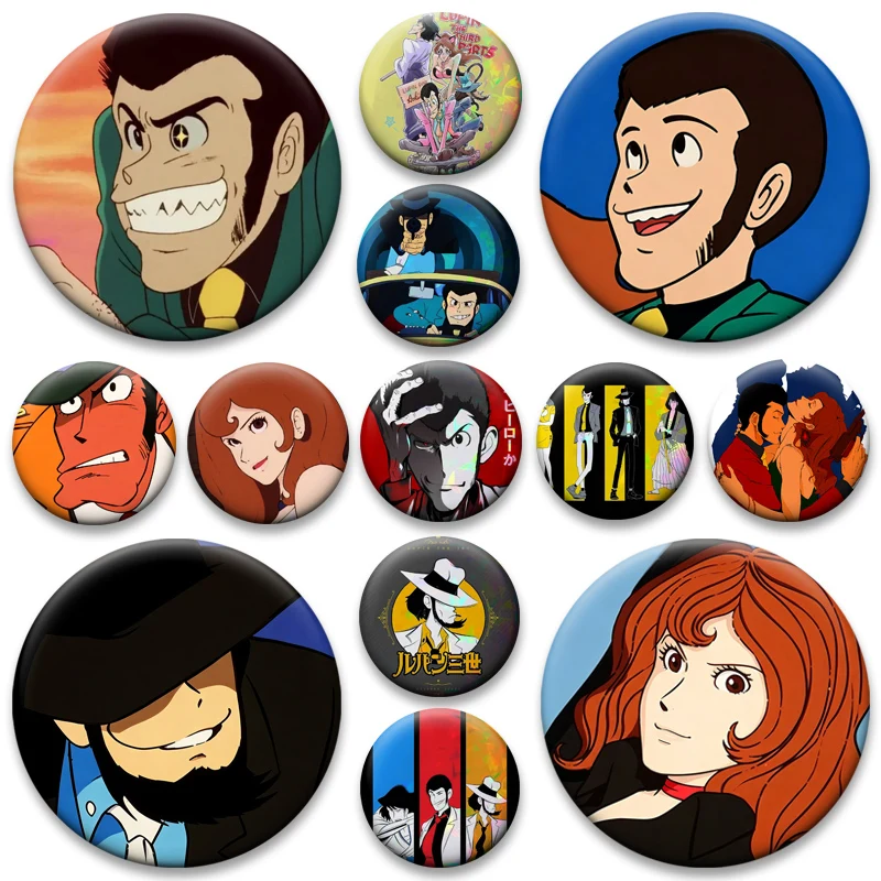 Anime Lupin The Third Pins Daisuke Jigen,Goemon,Fujiko Cartoon Badge Lupin III Brooches for Backpack Clothes Gifts Accessorys