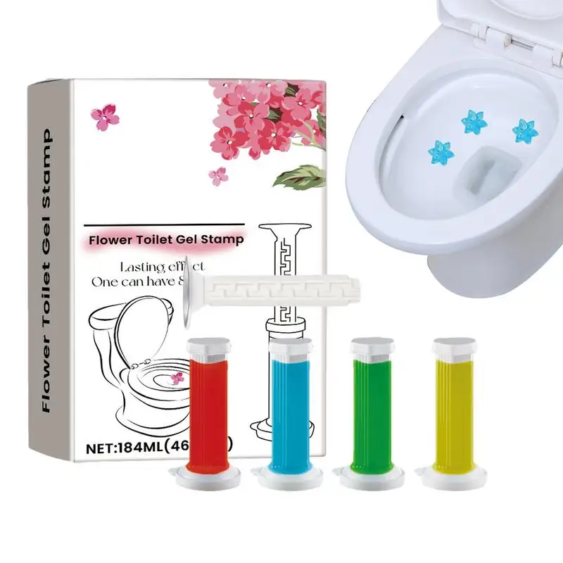 Toilet Cleaner Bowl Gel 4pcs Flower Shape Gel For Toilet Odour Removal Home And Public Toilets Cleaning Refreshing Gel Stamps