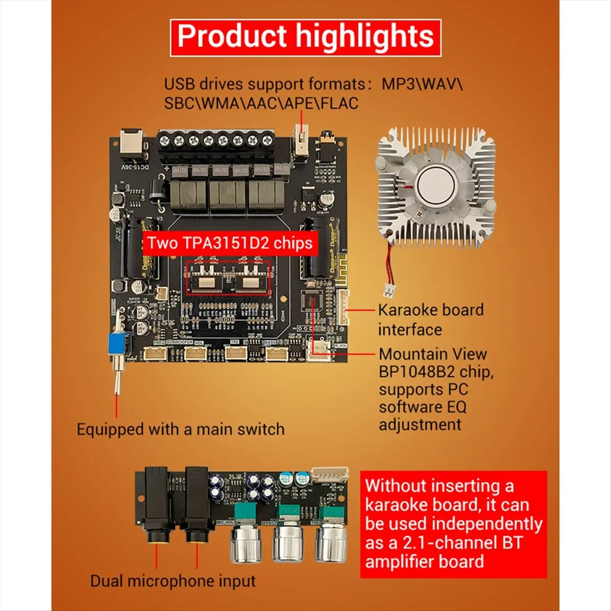 

Плата цифрового усилителя мощности HFES ZK-DAM L1, стереофонический усилитель 2X220W и 350W, модуль Bluetooth-усилителя сабвуфера с экранированным проводом A