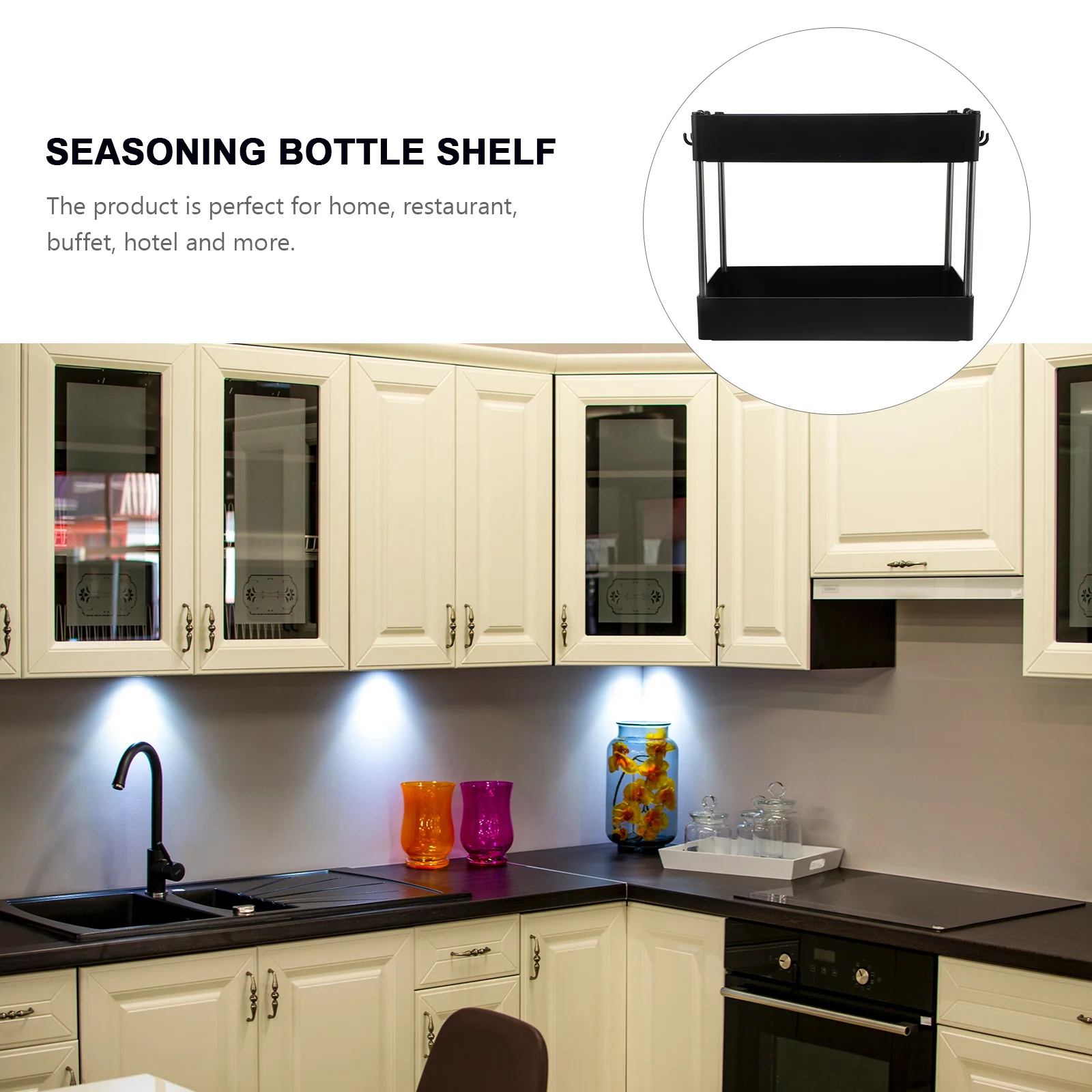 

Kitchen Storage Rack Abs Material Spice Seasoning Shelf Organizer Desktop Holder Household Rack Simple Design Tidy Space