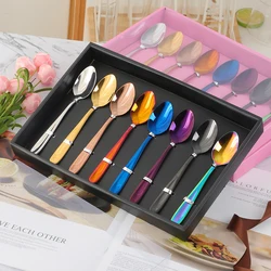 8Pcs Luxury Coffee Spoons Set Stainless Steel For Party Christmas Gift Dessert Ice Cream Tea Spoons With Box Free Dropshipping