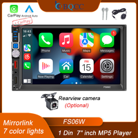 BQCC 2 Din 7 inch car MP5 player wired or wireless carplay Android auto mirorlink Dual BT 7 Color lights fm RDS radio car radio