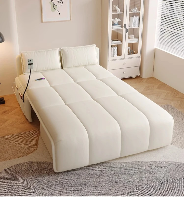 

Интеллектуальный электрический кремовый диван-кровать, складной многофункциональный складной диван двойного назначения для маленькой квартиры, гостиной