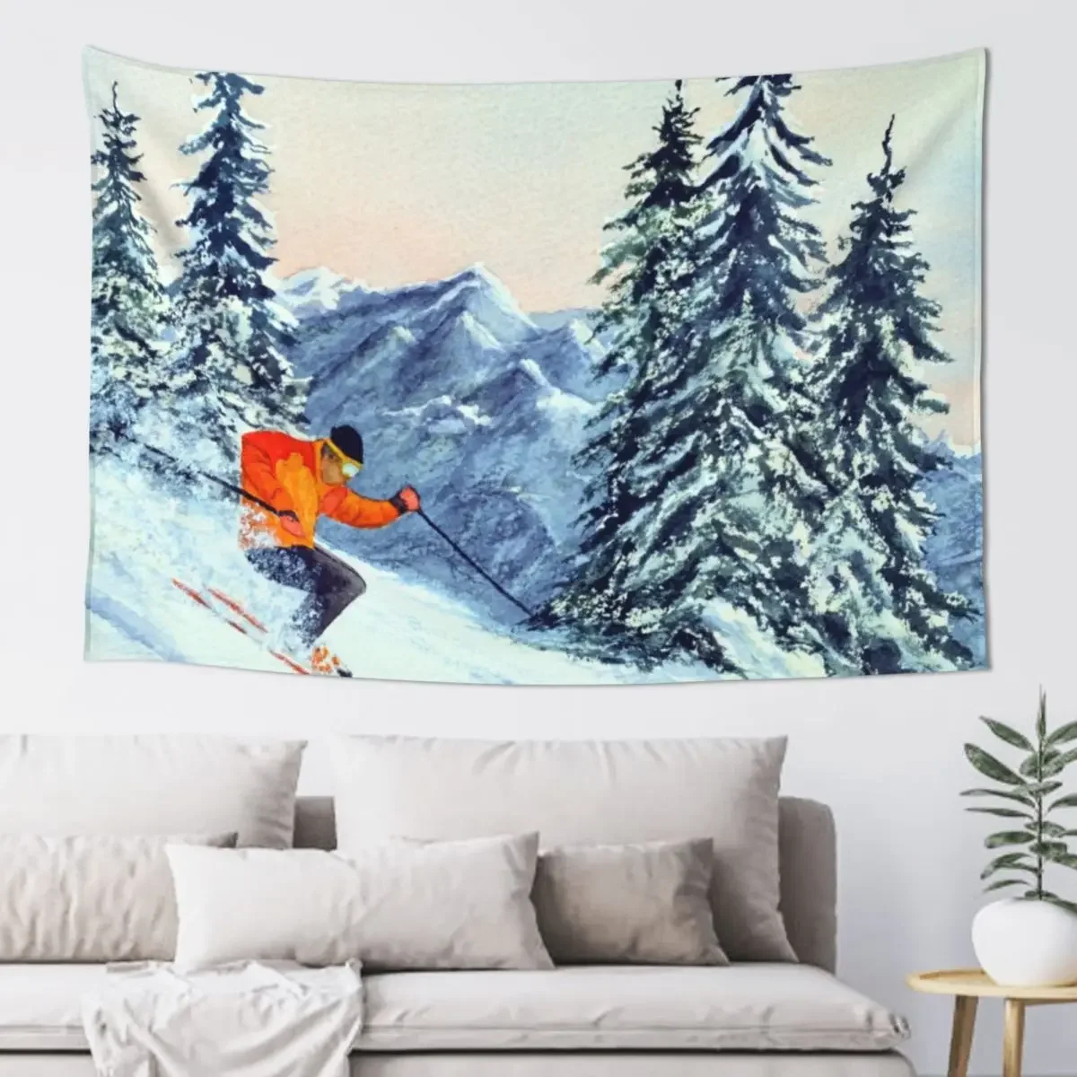 Skiing - The Clear Leader Tapestry Things To The Room Living Room Decoration Room Decoration Korean Style Tapestry