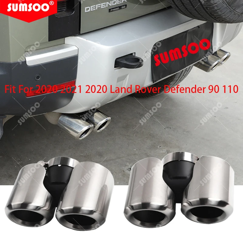 Genuine Dual Car Accessories For Land Rover Defender Black Stainless Steel Exhaust Tip Double End Pipe Modification Muffler