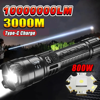 High Power 2000LM LED Flashlight Built-in Battery USB Rechargeable Strong Light Tactical Torch Outdoor Camping Hiking Lantern