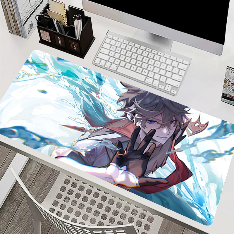 E-sports Gaming Mouse Pad G-genshin Impact Tartaglia Professional Gamer Keyboard Mat Cool Carpet Locked Edge Computer Mousepad
