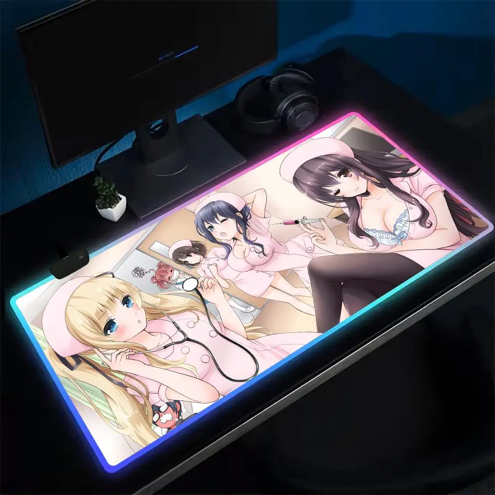 

Saekano коврик для мыши аниме игровой коврик для мыши светодиодные настольные коврики с подсветкой резиновые настольные коврики XXL RGB настольные коврики