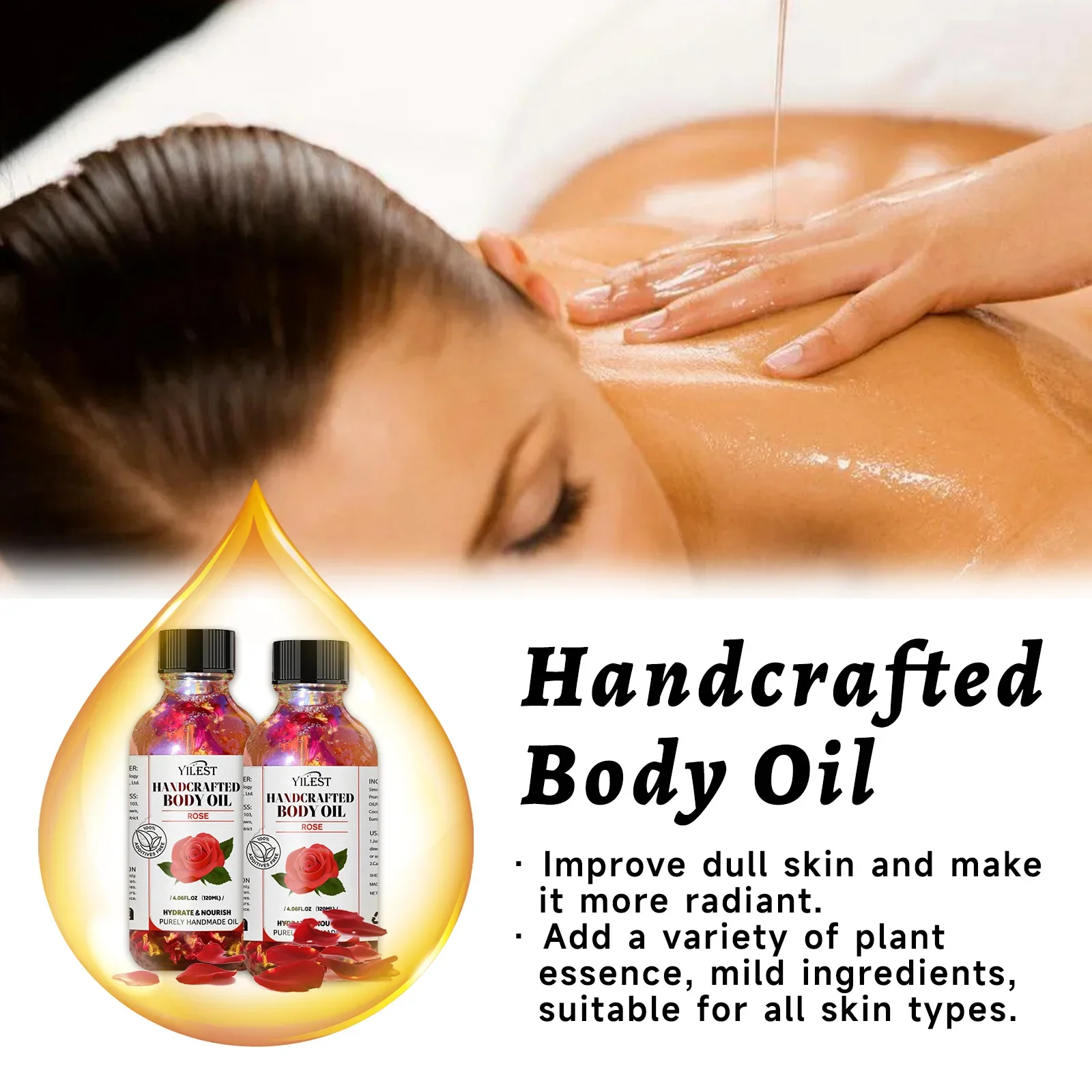 زيت الورد العطري للعناية ببشرة الوجه والجسم زيت أساسي مرطب بلطف تدليك زيت طبيعي يصلح شقوق جفاف عميقًا