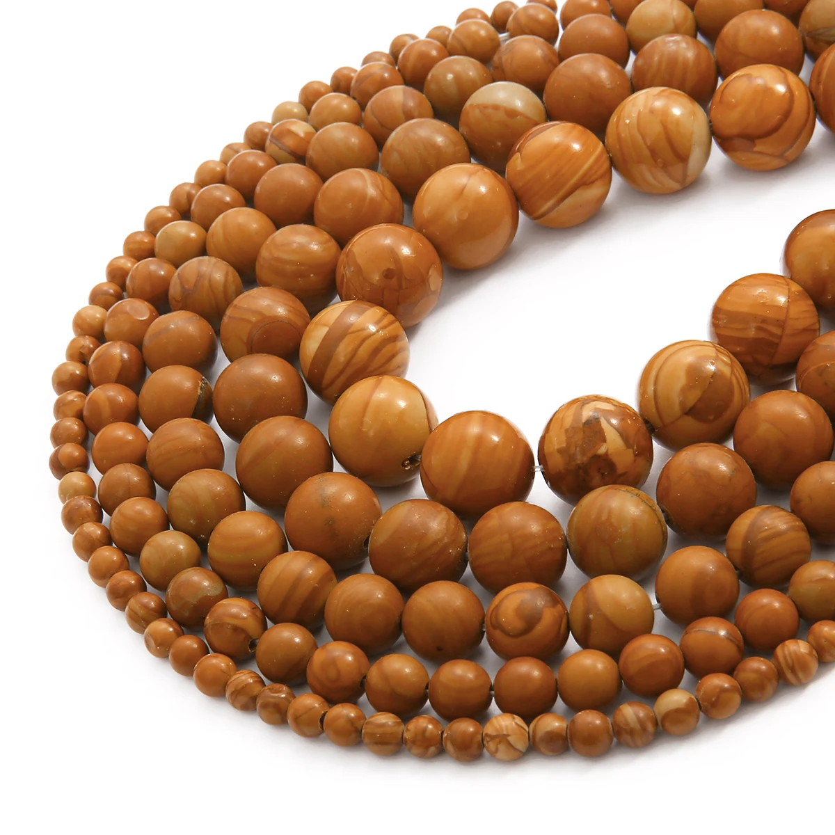 

Natural Stone Yellow Wood Grain Stone Beads Round Loose Spacer Beads For Jewelry Making DIY Necklace Bracelets Handmade