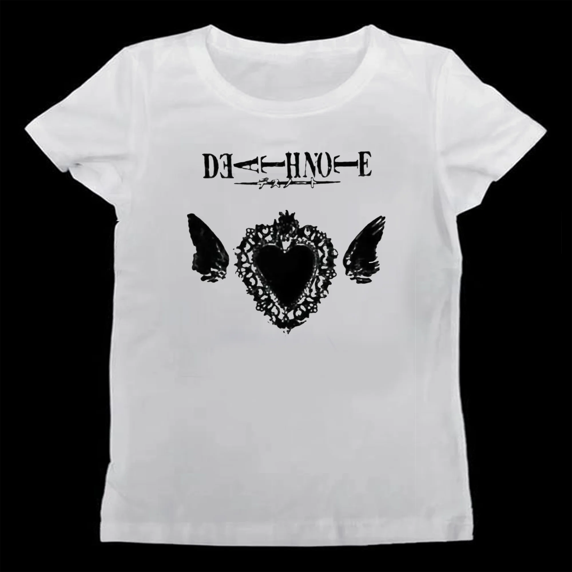 High Street Harajuku Retro Goth Letter T-shirt Punk Casual Print O Neck Short Sleeve Tops Spade Angel Emblem Sexy Women Y2K Tee