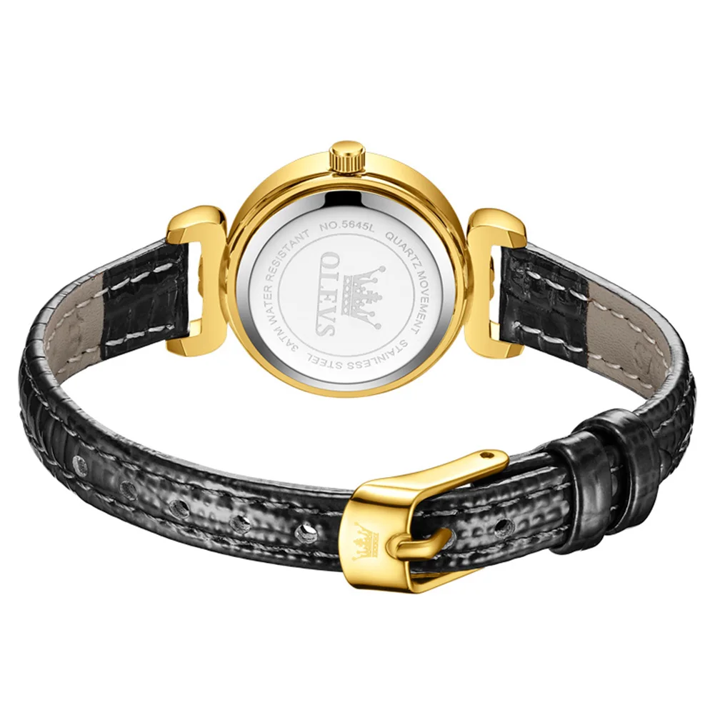 OLEVS ساعات نسائية 5645L قمة الموضة الفاخرة العلامة التجارية الأصلية ساعة كوارتز لسيدة الطلب الصغير مقياس روماني حزام من الجلد جديد