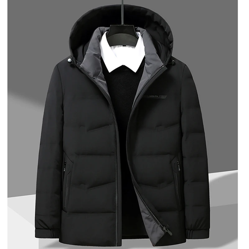 Men's Down Jacket Winter New Hooded Dad Middle-aged Men's Casual Thickened Warm Jacket