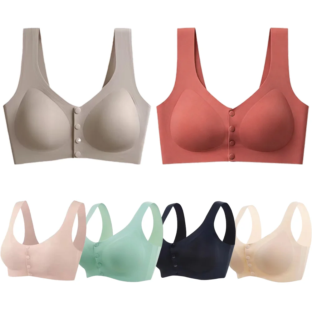 

2 шт. женские бюстгальтеры с открытыми пуговицами спереди, большой размер, антипровисающий фиксированный двойной ремень на плечо, стильный бюстгальтер, нижнее белье без следов