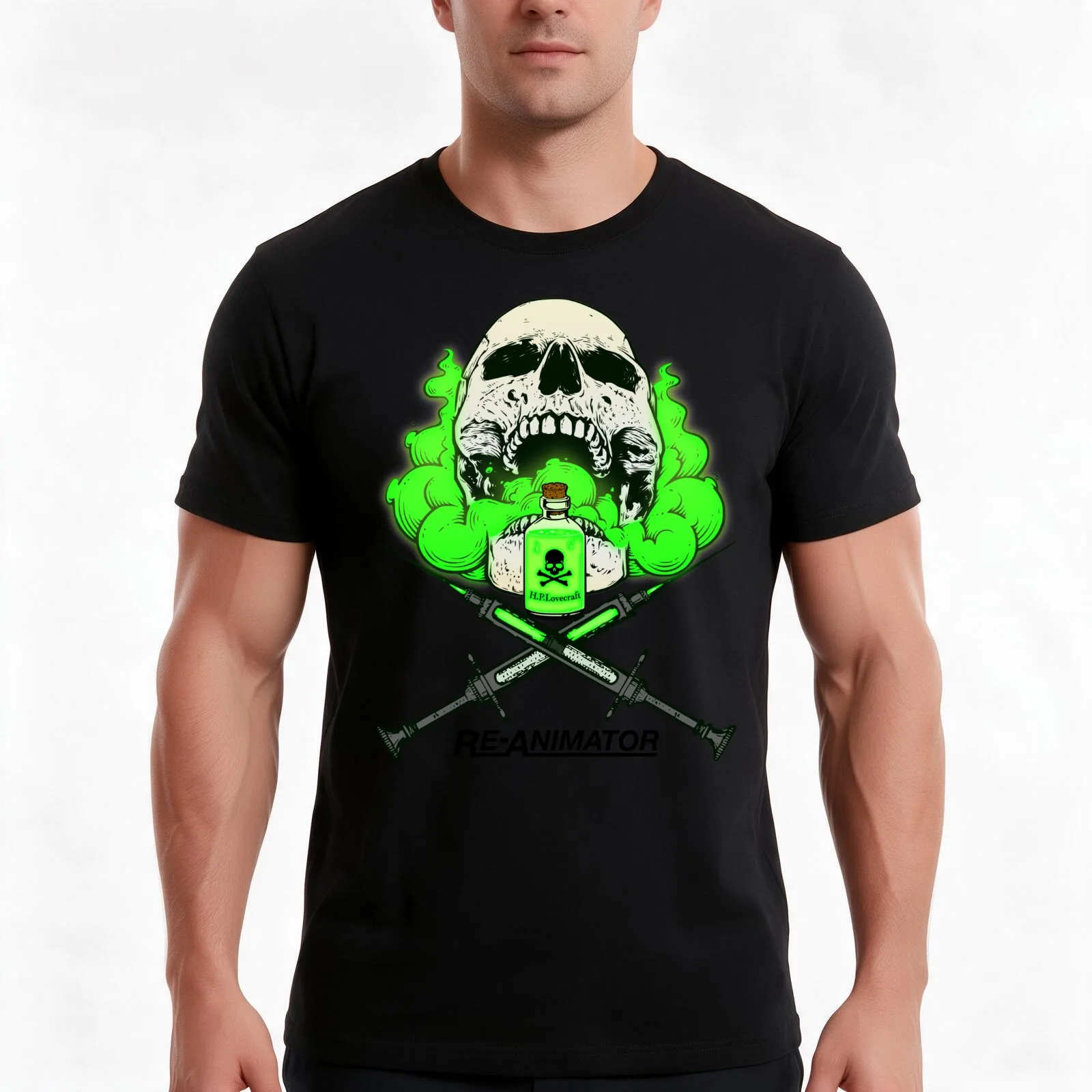 ReAnimator T-Shirt, Summer Casual Cotton Tee, Oversized Streetwear Tops, Vintage Graphic Print, Loose Fit Short Sleeve