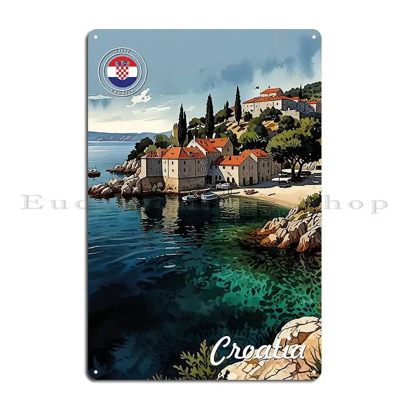 Visit Croatia Metal Plaque Pub Painting Wall Decor Designing Club Tin Sign Poster