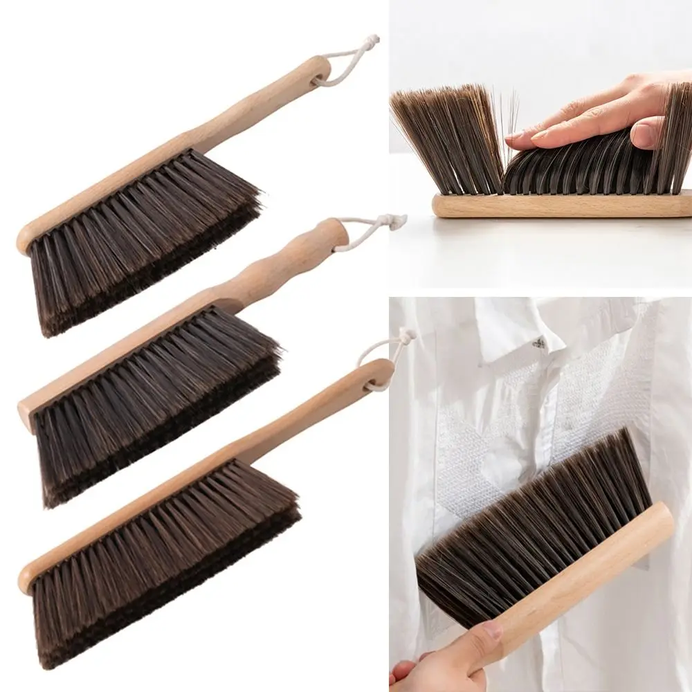 Natural Wood Bristles Brush Anti-static Desktop Bar Grinder Coffee Powder Cleaning Brushes Domestic Bed Sweeping Broom