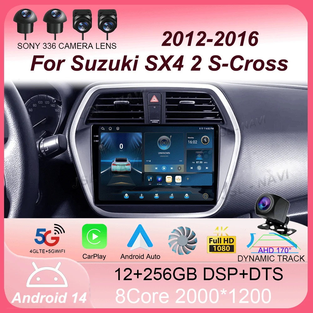 

Android 14 For Suzuki SX4 2 S-Cross 2012 - 2016 Carplay Auto 4G+WIFI GPS Car Radio Navigation Multimedia Video Player Stereo BT
