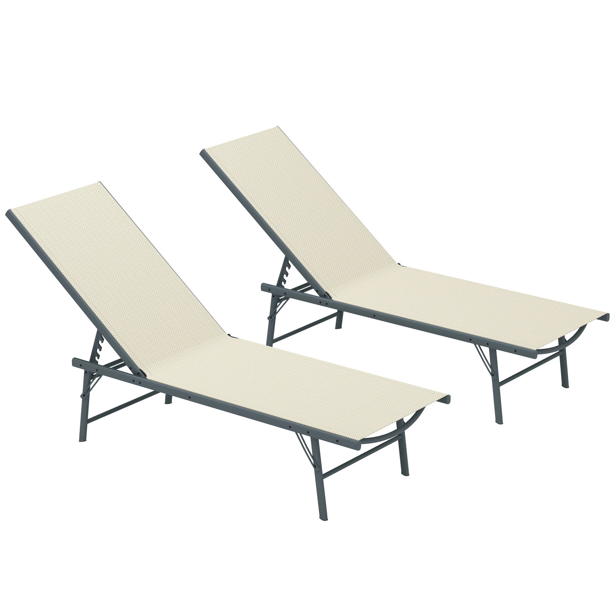 Outsunny Pack de 2 Tumbonas Jardín Exterior 164x54x84 cm