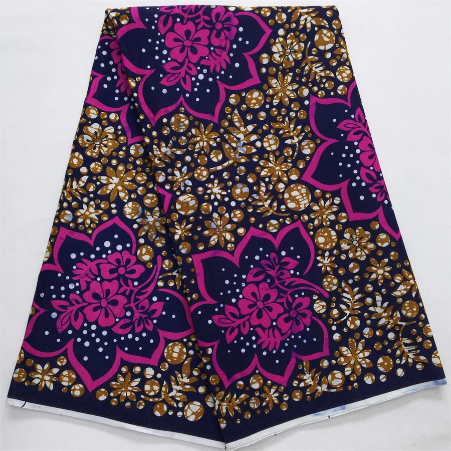 2024 High Quality Real Ankara Wax Lace fabric Nigerian Prints Fabric Ghana Style Latest Polyester 6 Yards for Women Party Dress