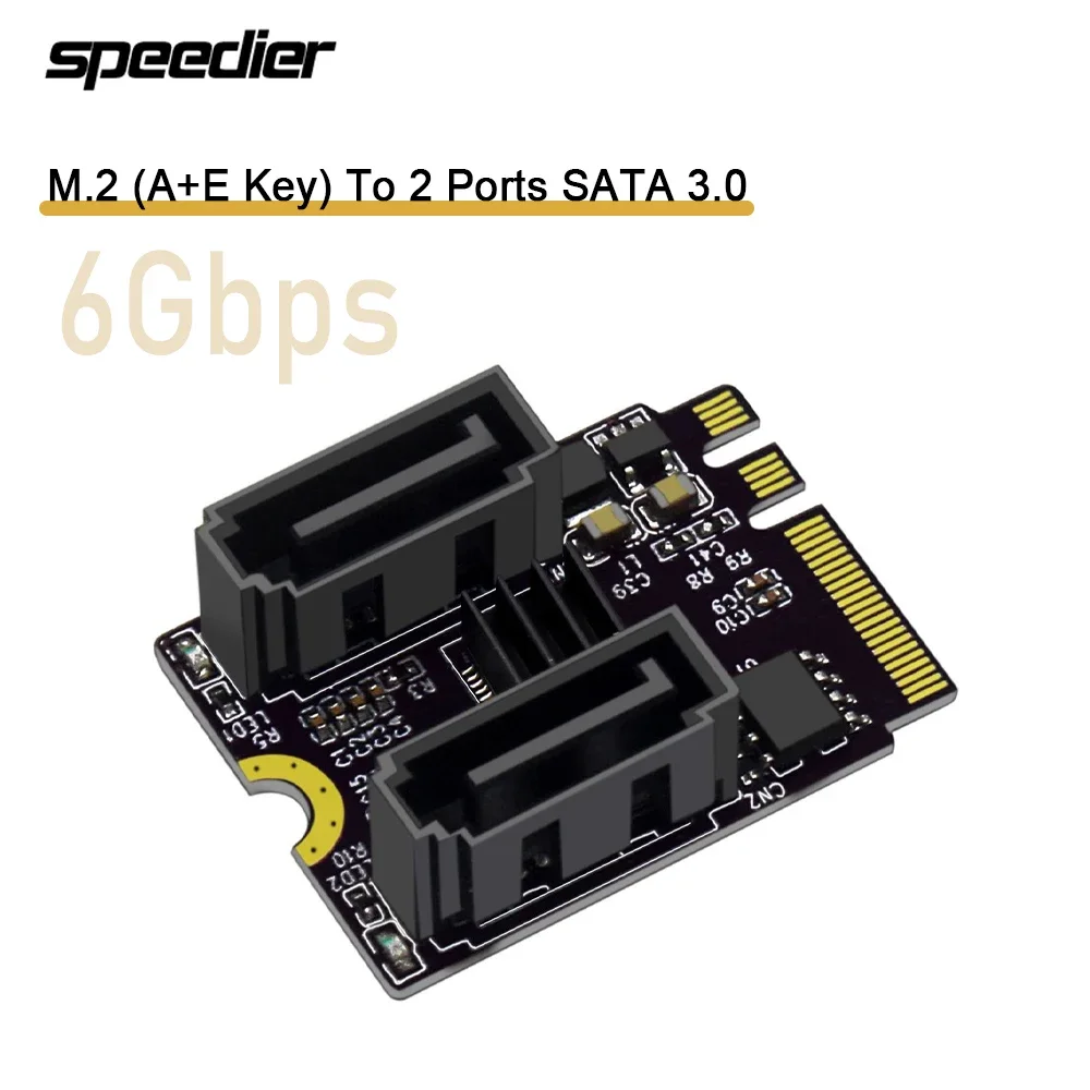 

M.2 (A+E Key) To 2 Ports SATA Extended Card M2 To Sata3.0 Expansion Key A E WiFi M.2 To SATA 3.0 Hard Disk Adapter Add On Cards