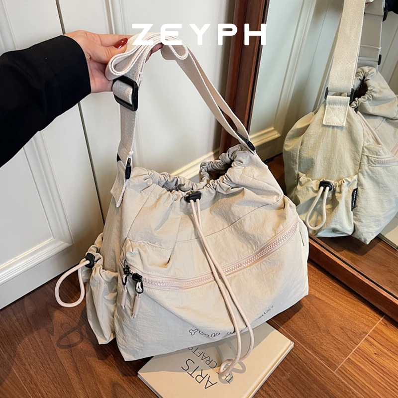

Large Capacity Drawstring Women s Four Season Shoulder Bag Nylon Sports Series Medium Tote Bag