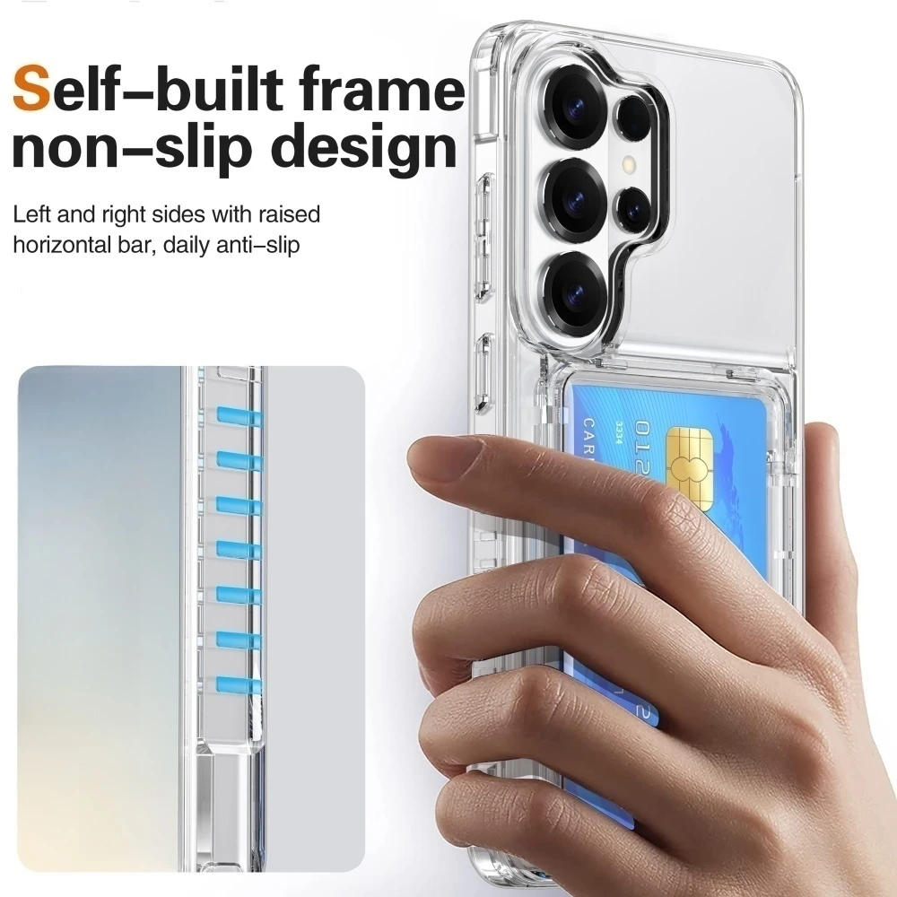Brieftaschenhülle für Samsung S26 Ultra/S26 Plus/S26+/S26+ – Transparente Hülle mit Kreditkartenhalter und Ausweisfächern, stoßfeste Abdeckung – Detail 5