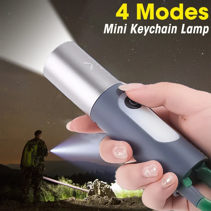 Portable Mini LED Flashlight XPE COB Flashlight 4Modes USB Rechargeable Strong Light Flashlight Tactical Outdoor Camping Torch