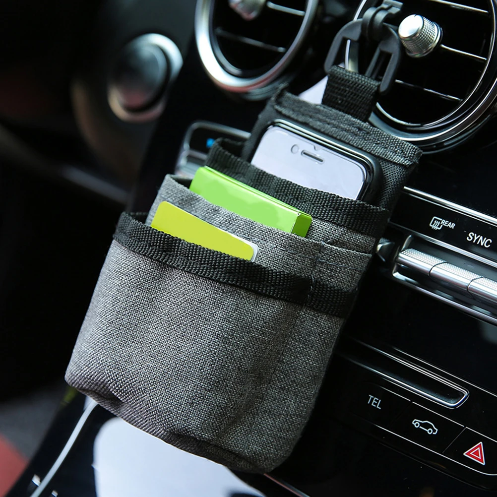 

Car Vent Organizer Bag Multi Pocket Hanging Storage Pouch For Phone Books Cups Cigarettes Oxford Cloth Car Hanging Hook