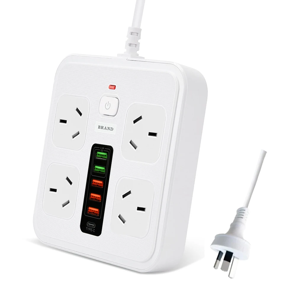 Imagem -02 - Tomadas Australianas Power Strip com Cabo de Extensão Soquete do Carregador Usb Protetor contra Surtos Plug au Filtro de Rede 10a 250v 3000w 2m