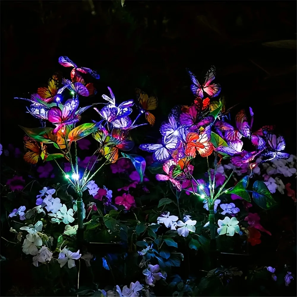 

Warm White/colorful Solar Butterfly Flower Lawn Lamp Suitable for Garden, Courtyard, Villa Atmosphere Decoration Christmas Decor