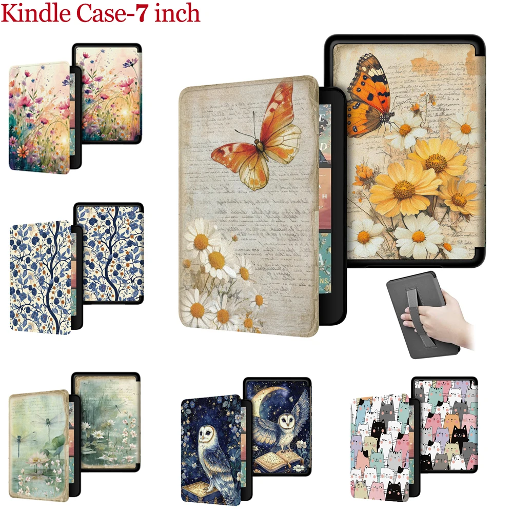 

Flower Butterfly Case For Kindle Colorsoft Signature Edition 1st Gen 7inch 2024 Paperwhite 12th Gen Magical Owl protect Cover