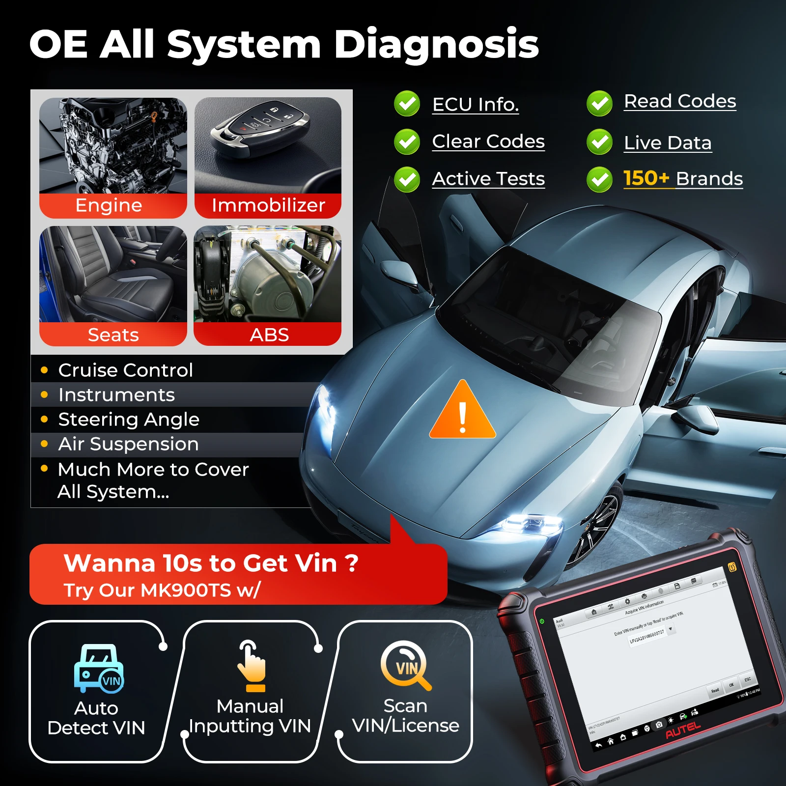 Autel MaxiCOM MK900TS MK900-TS كامل TPMS ماسح ضوئي تشخيصي DoIP/CAN FD 2024 أدوات مسح السيارات PK MK808X-TS #6