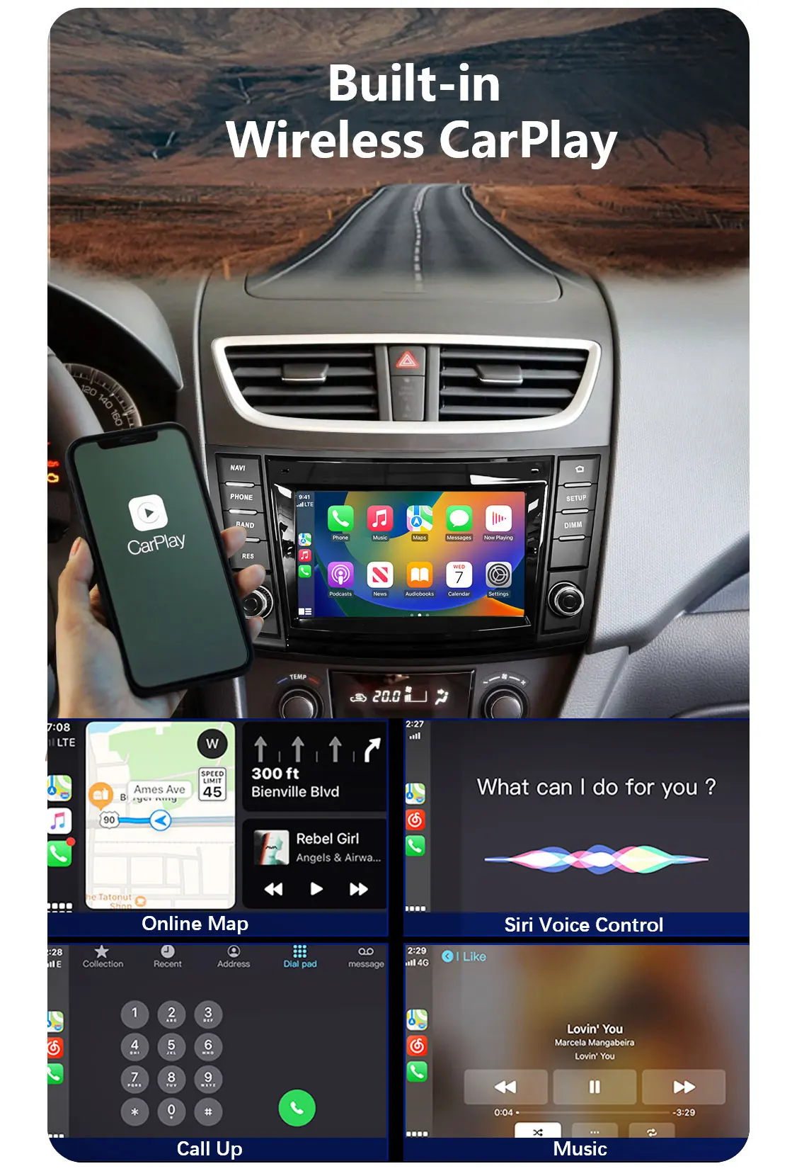 CHSTEK Android 14 Car Radio Stereo For Suzuki Swift 4 2011-2016 Carplay Multimedia Player GPS Navi WIFI 4G Bluetooth Head Unit