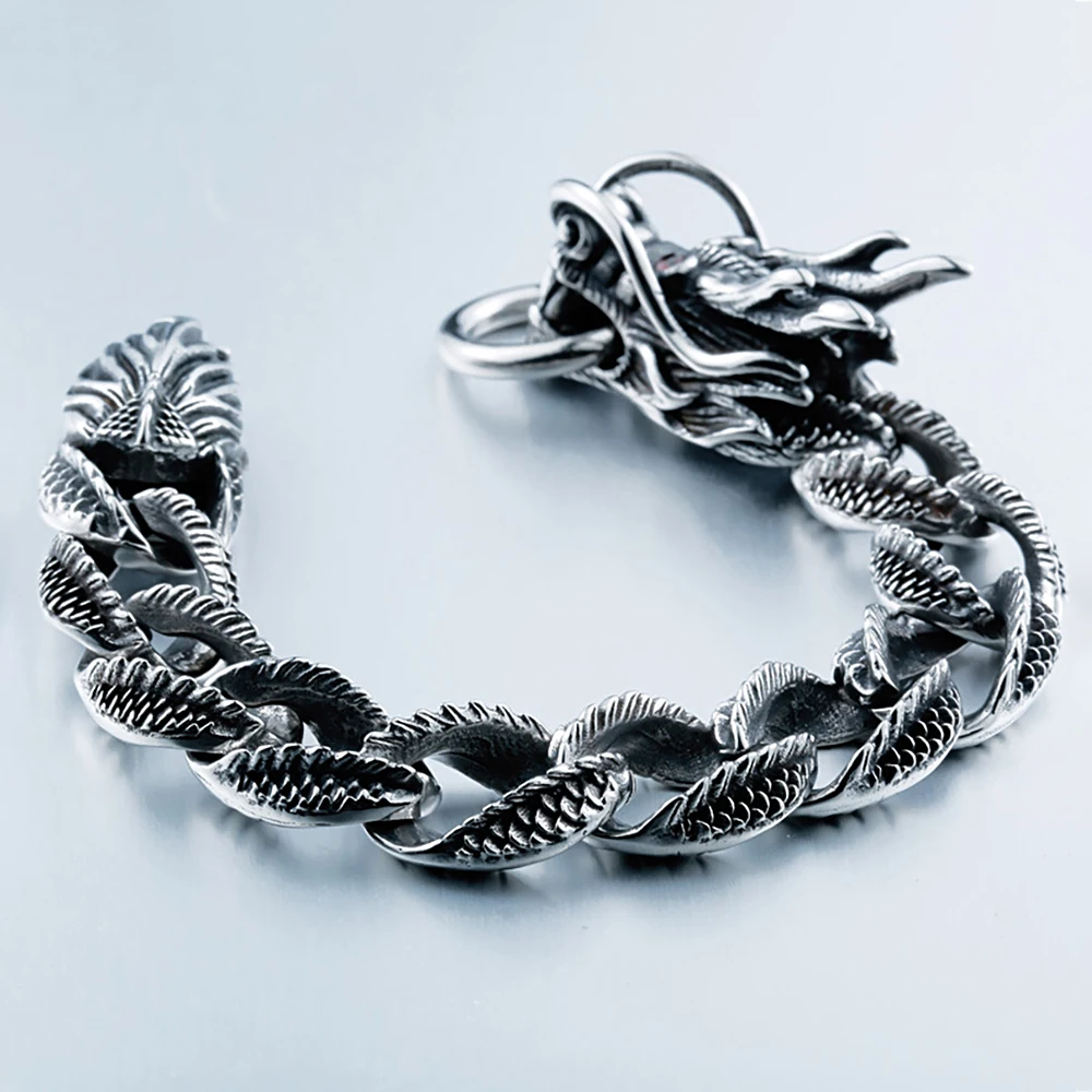 Vintage Personality Dragon Head Dragon Scale Bracelet For Men Women Hip Hop Stainless Steel Bracelets Jewelry Accessories Gifts