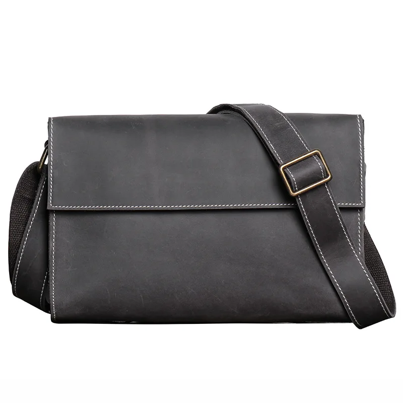 Men\'s retro simple fashion oblique span multi-functional portable shoulder oblique span leather small square bag