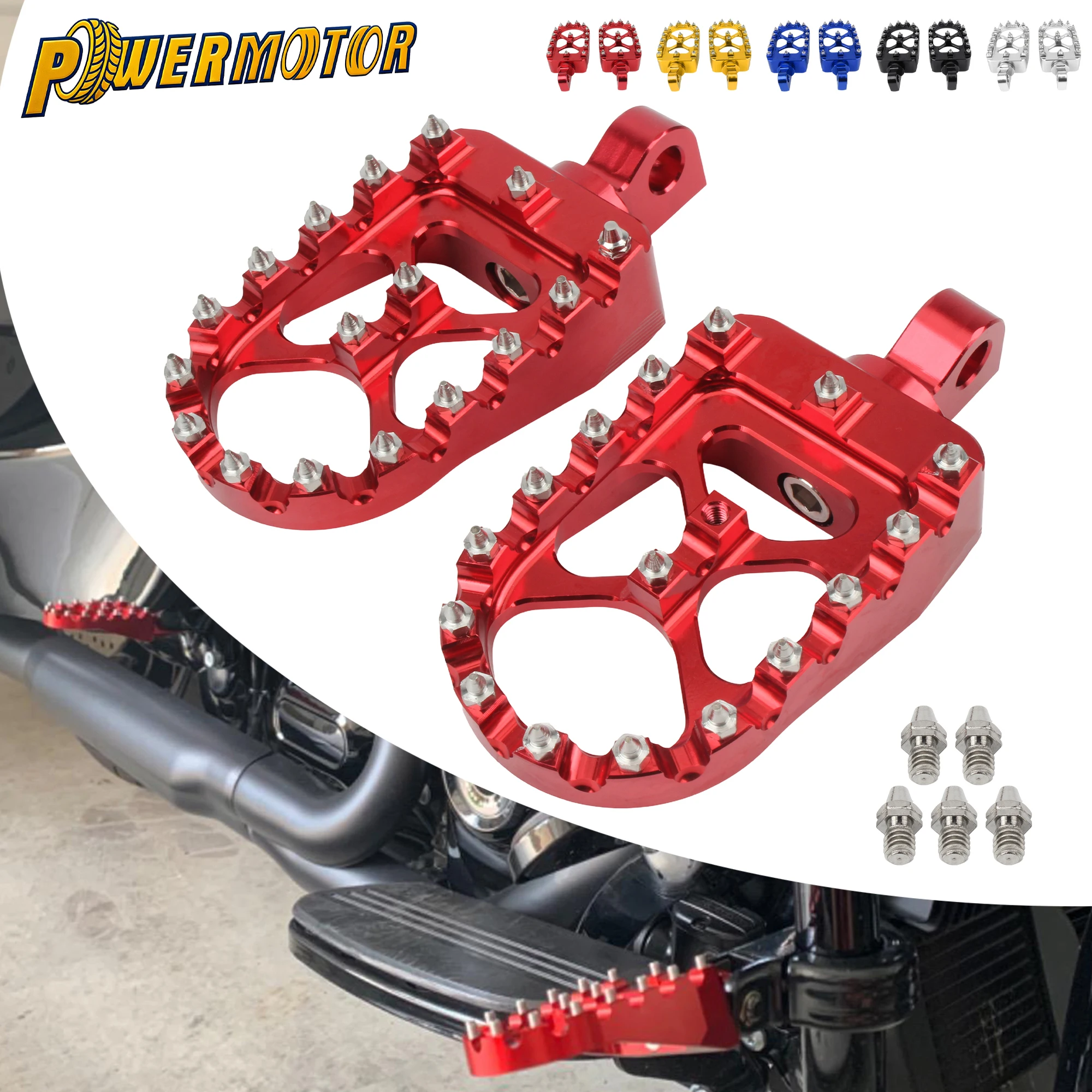 

Motorcycle 360° Rotation Foot Pegs CNC Aluminum Wide Fat Footrests For Harley Dyna Street Fat Bob Softail Sportster XL 883 1200