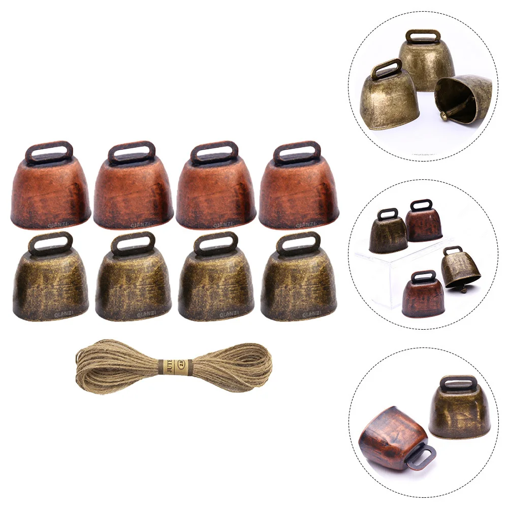 Afbeelding 6: BUTIFULSIC 1 set metalen paard schapen koe bel huisdier training jingle boerderij dier brons miniatuur touw accessoire