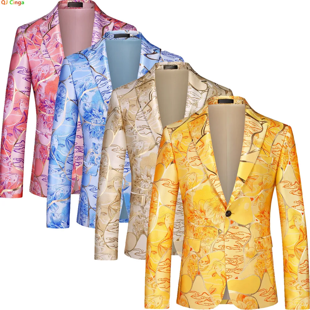 

Golden Yellow Men's Suit Jacket, Wedding/party Formal Wear Coat, Asian Sizes M-6XL, Fashionable Slim-fit Blazers.