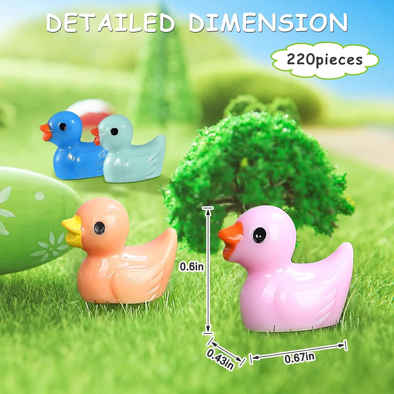 120/60Pc Mini Resin Tiny Duck Birthday Party Miniature Figure Landscape Aquarium DIY Decor Bonsai Interior Christmas Garden