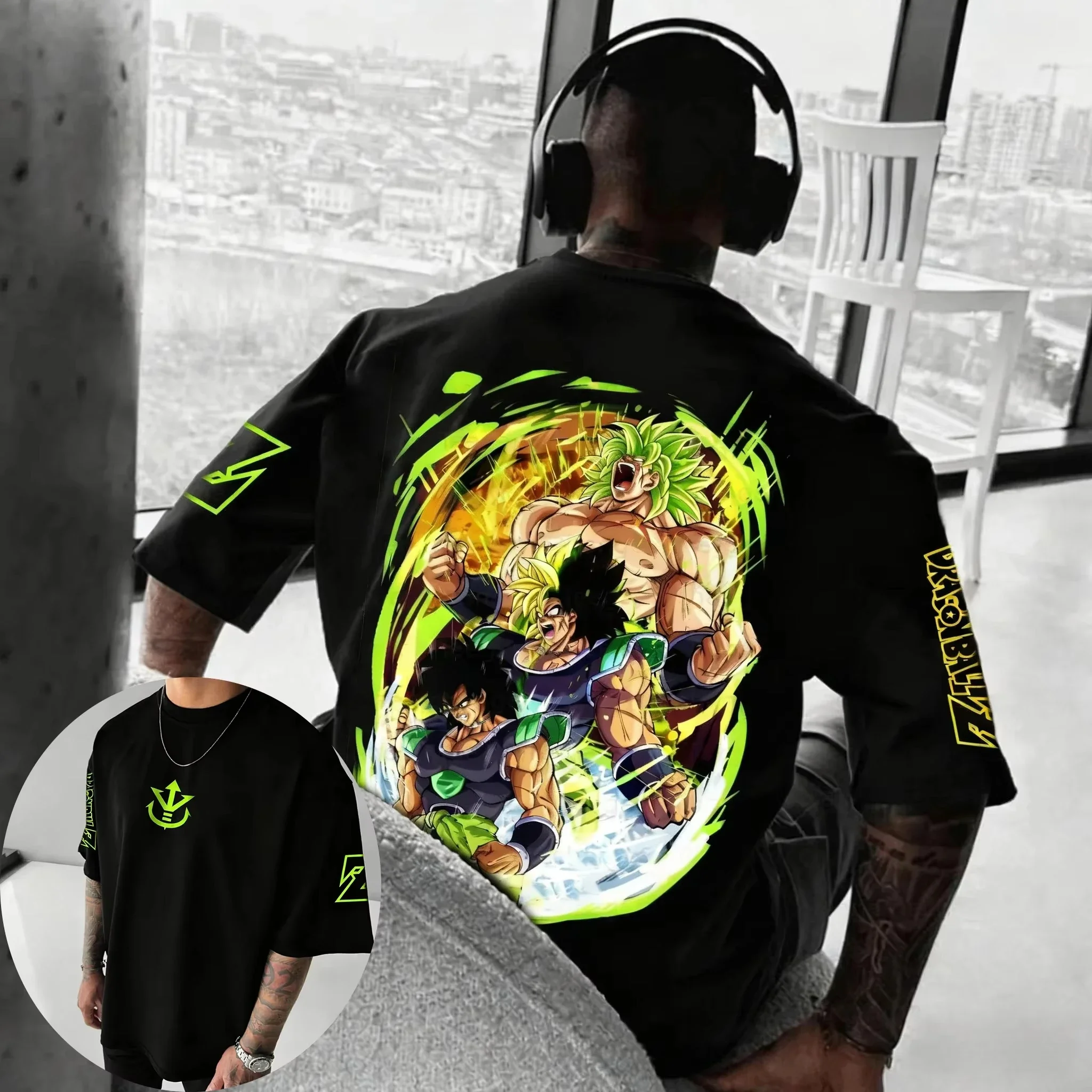 Dragon Ball Anime T-Shirt aus reiner Baumwolle, Sommer Neuheit, Broli Co-Branded, Harajuku Hip-Hop Freizeit-Kurzarmshirt für Herren und Damen