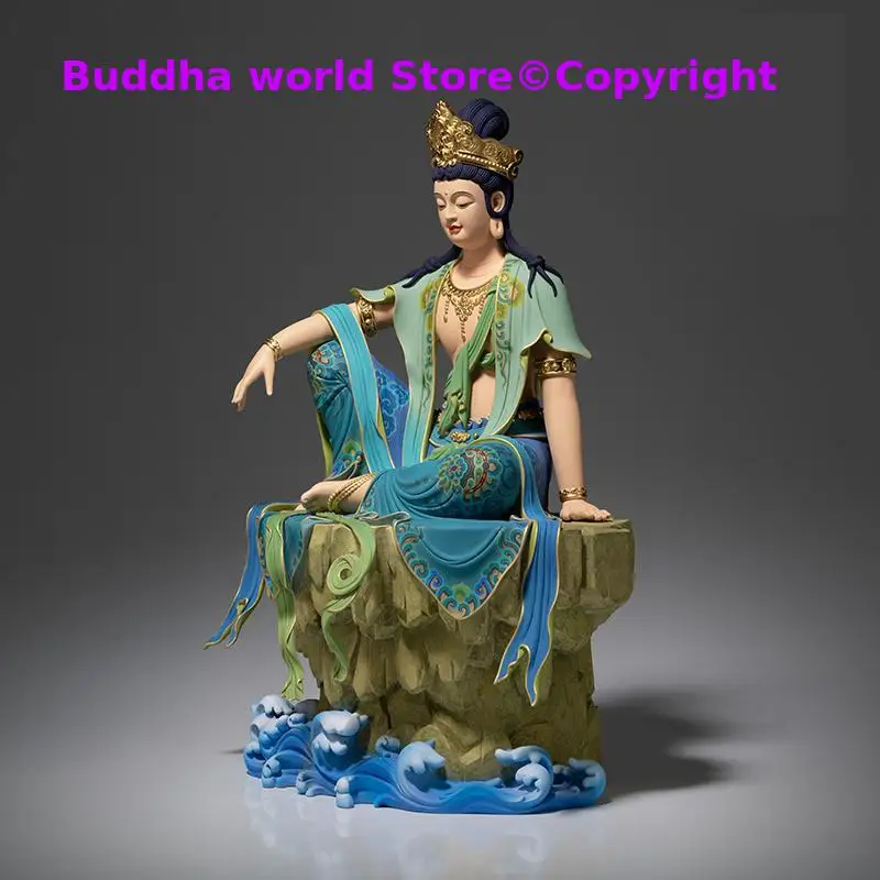Global Limited Shuiyue Guanyin Bodhisattva Painted Buddha 100% Handmade Bronze Sculpture copper carving Decorate Buddha statue