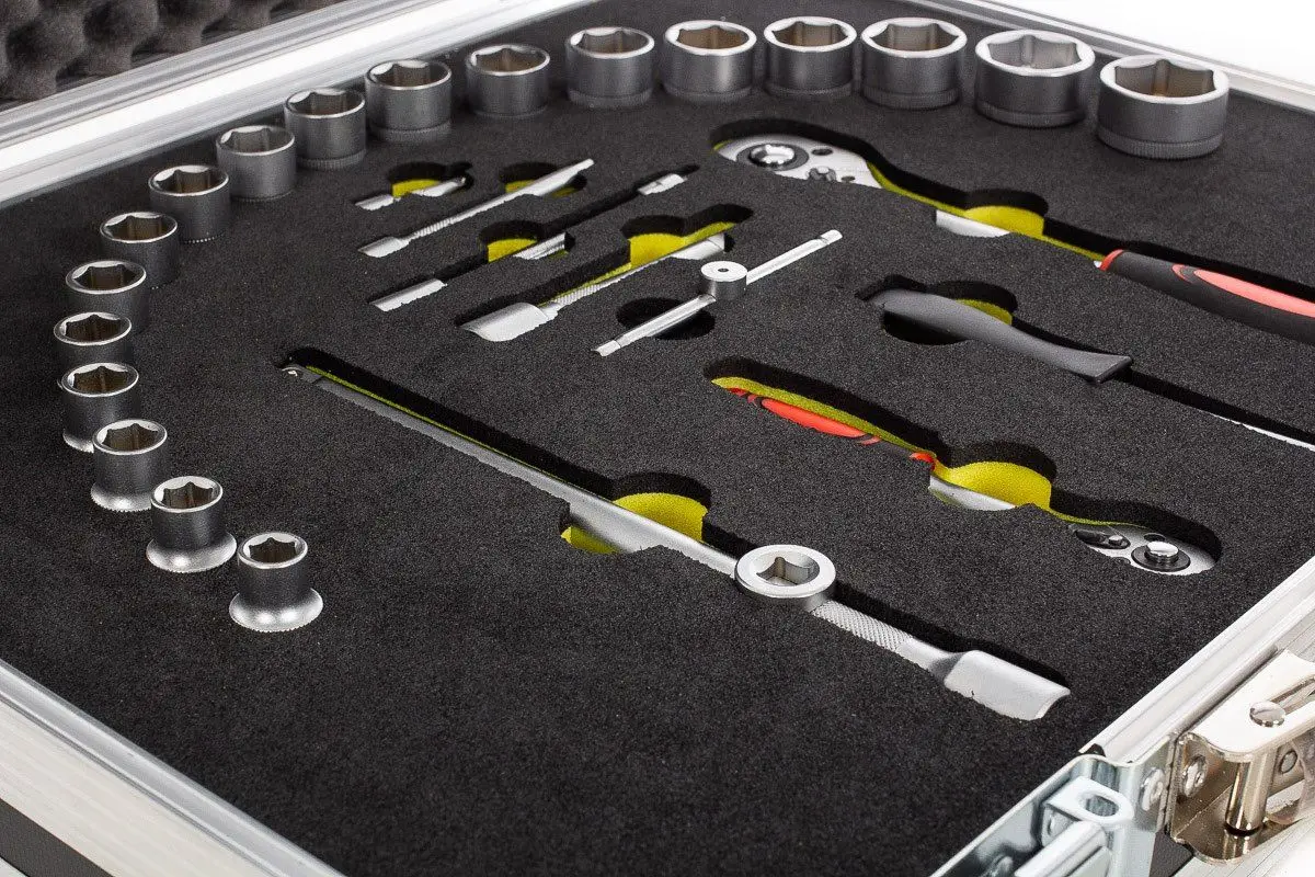 Customizable Toolbox Flight Case Waterproof Spanner Set Storage EVA Aluminum Featuring Custom Foam Insert Customizable
